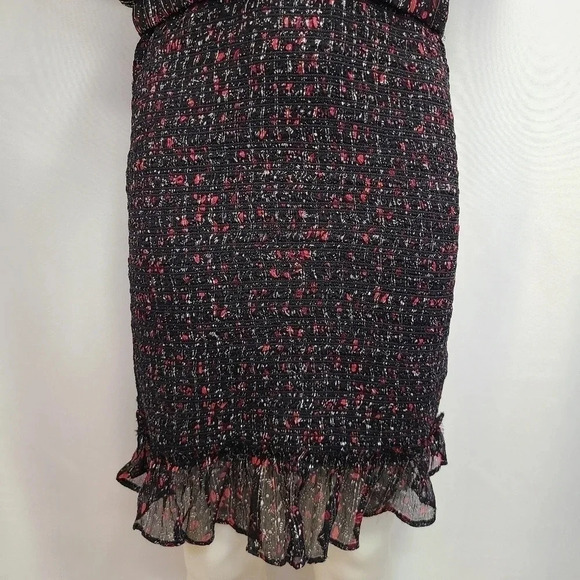 Free People Baby Love Smocked Floral Print Dress Black Red Silver Metallic Large - Picture 10 of 16